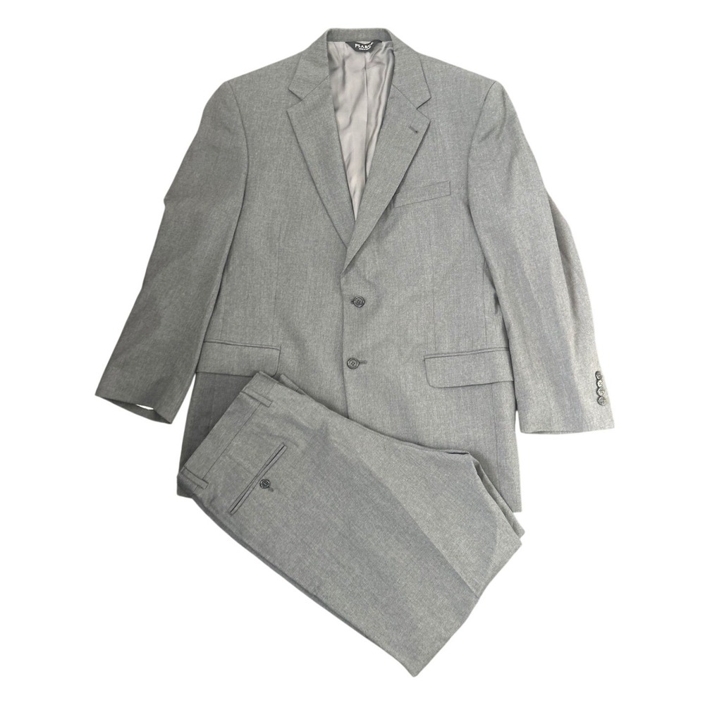 Jos A Bank Signature 2-Piece Wool Suit Gray Mens 42R Pleated Pants 34x28 Dress